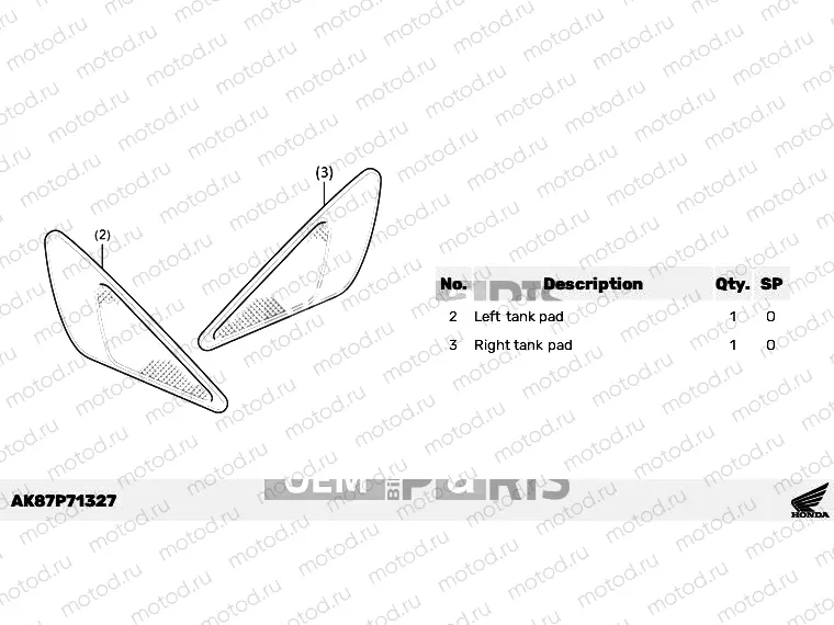 P71-22-37 KIT,TANK PAD SIDE