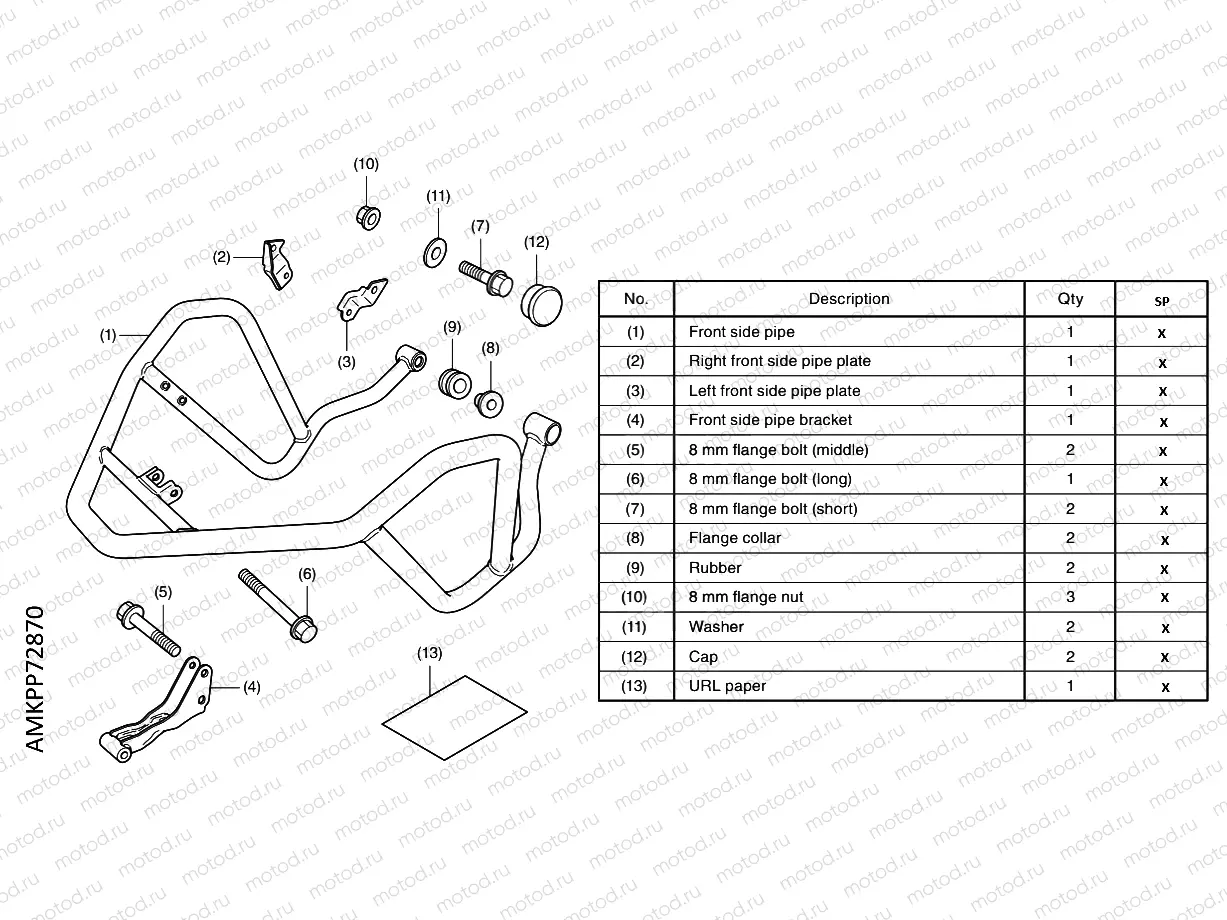 P72-21-80 KIT, FR SIDE PIPE
