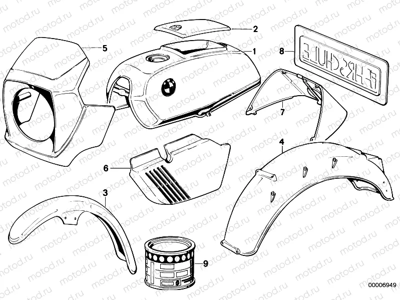 Painted parts 501 azurblau