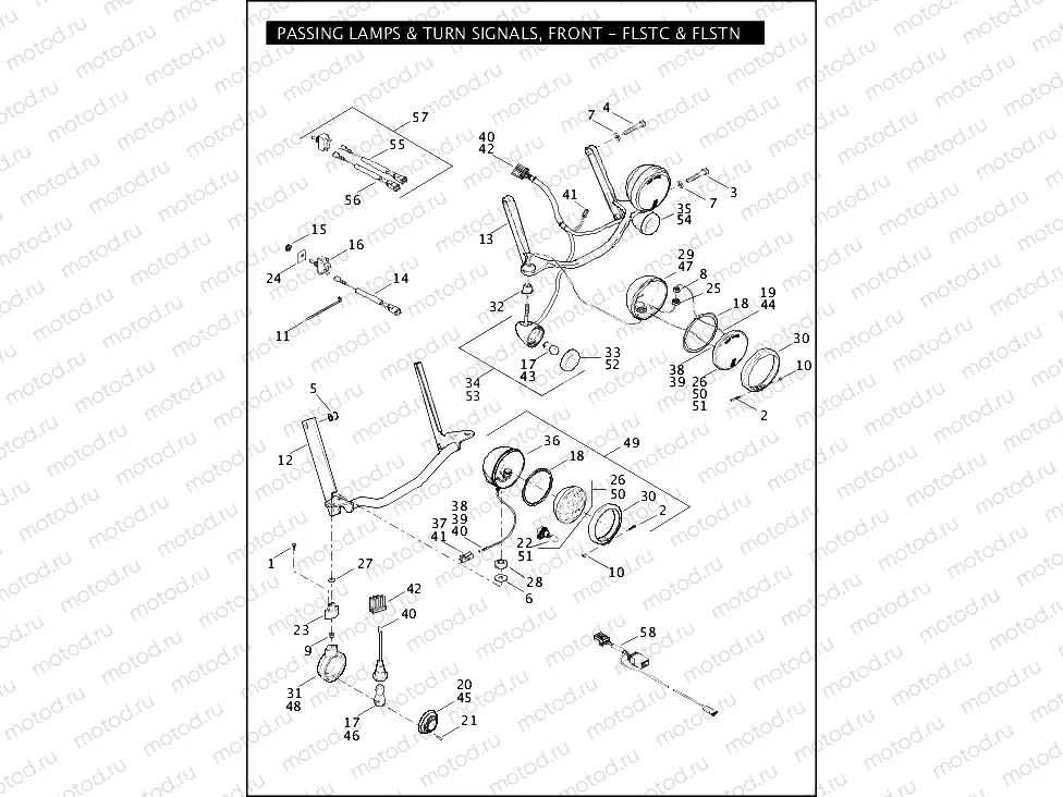 PASSING LAMPS & TURN SIGNALS, FRONT - FLSTC & FLSTN (2 OF 2)