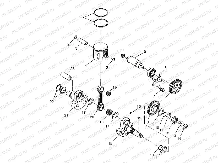PISTON and CRANKSHAFT 6x6 400L | PISTON and CRANKSHAFT 6x6 400L, SWEDISH S948740 and  NORWEGIAN N948740 (4926812681049A)