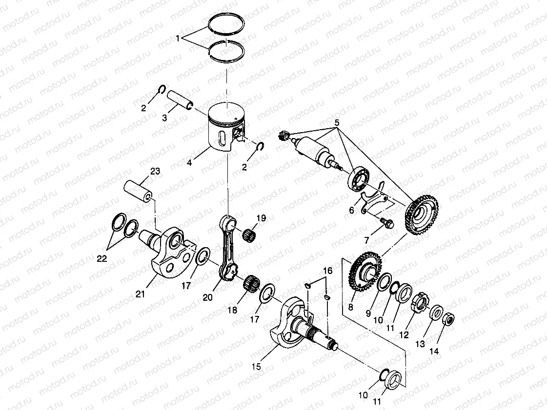 PISTON and CRANKSHAFT 6X6 400L - W968740 and  6X6 400L Norwegian - N968740 (4935963596D008) | PISTON and CRANKSHAFT 6X6 400L - W968740 and  6X6 400L Norwegian - N968740 (4935963596D008)