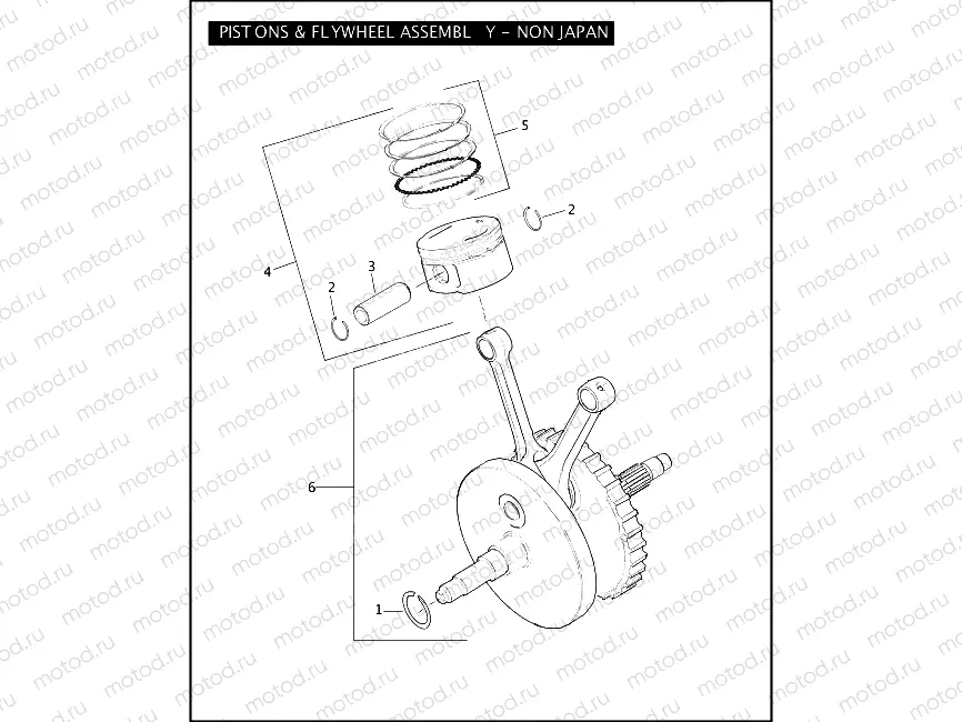 PISTON & FLYWHEEL ASSEMBLY 110â¢ - NON JAPAN