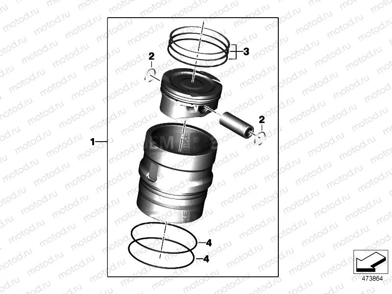 PISTON WITH RINGS AND WRISTPIN