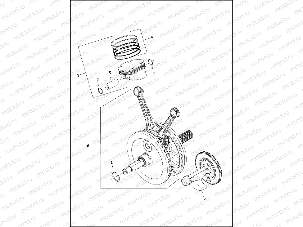 PISTONS AND FLYWHEEL ASSEMBLY - Milwaukee-EightÂ® 114 engine
