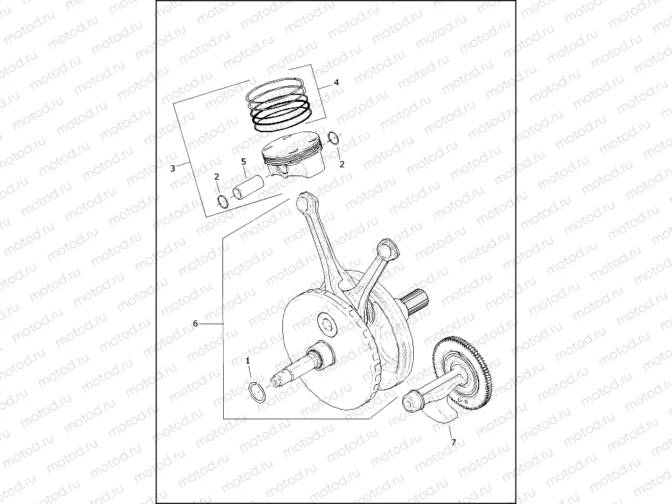 PISTONS AND FLYWHEEL ASSEMBLY - Milwaukee-EightÂ® 114 engine