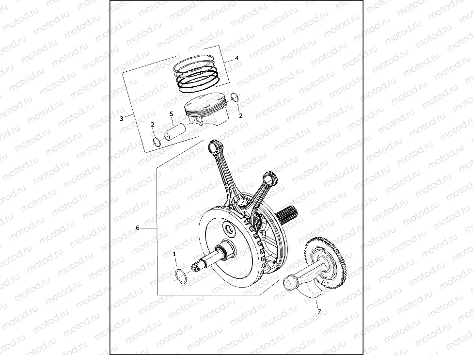 PISTONS AND FLYWHEEL ASSEMBLY - Milwaukee-EightÂ® 117 engine