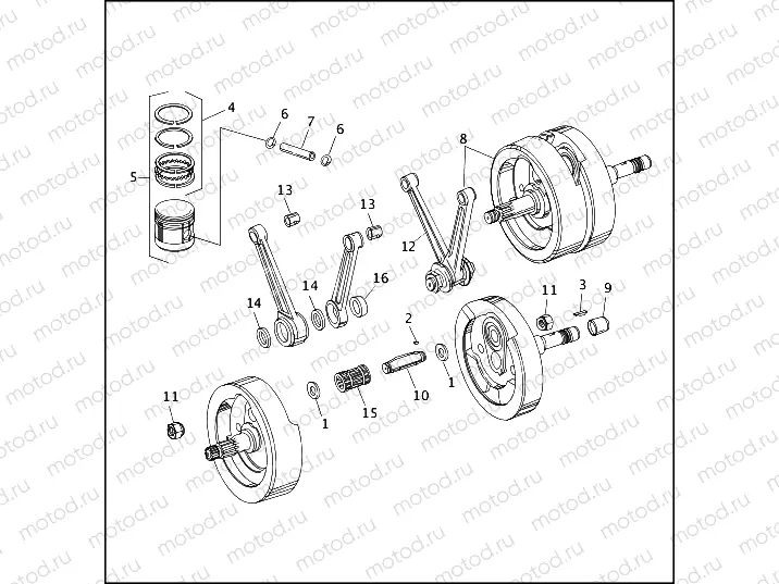 PISTONS, CONNECTING RODS & FLYWHEELS