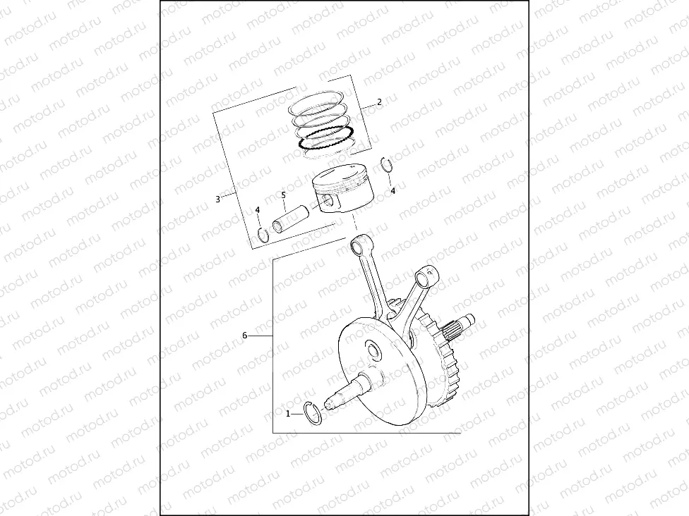 PISTONS & FLYWHEEL ASSEMBLY - TWIN CAM 103â¢