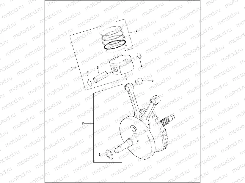 PISTONS & FLYWHEEL ASSEMBLY - TWIN CAM 88â¢