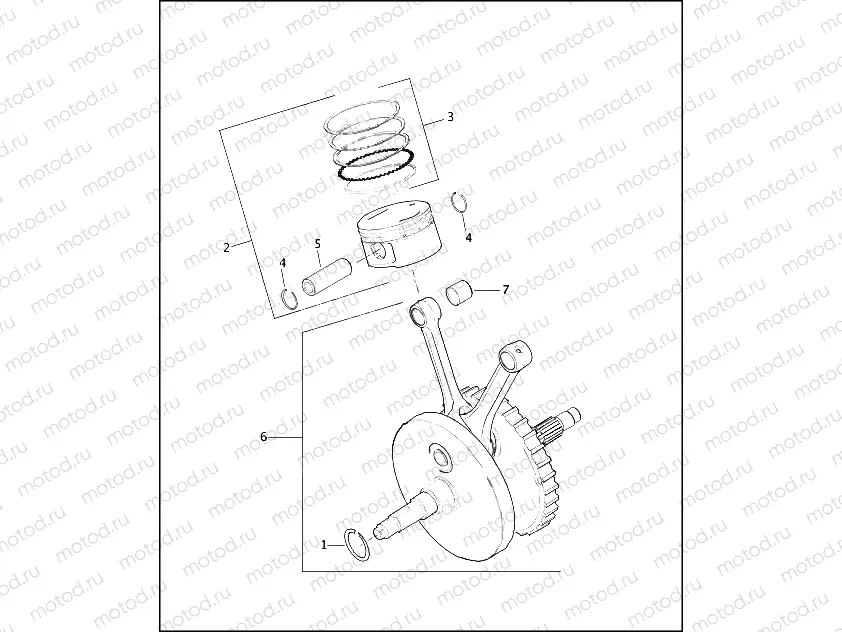 PISTONS & FLYWHEEL ASSEMBLY - TWIN CAM 88â¢