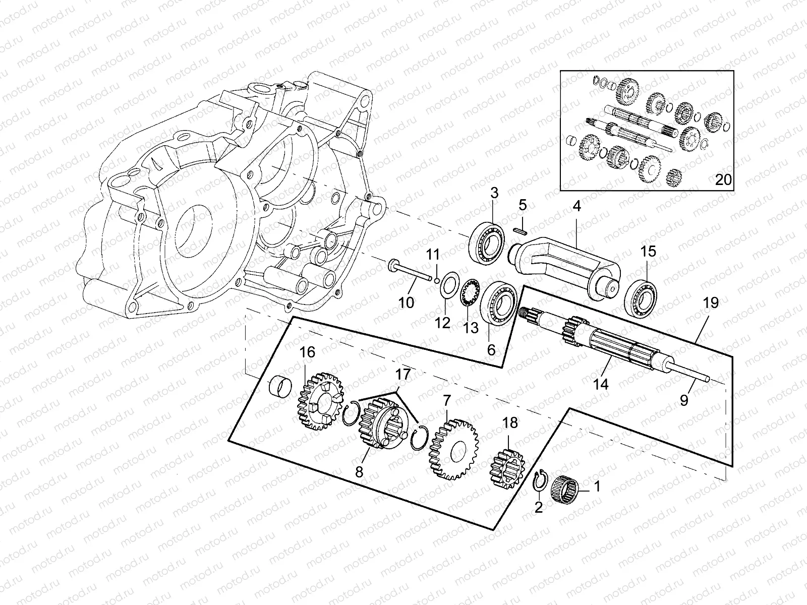 Primary gear shaft 5 Speed