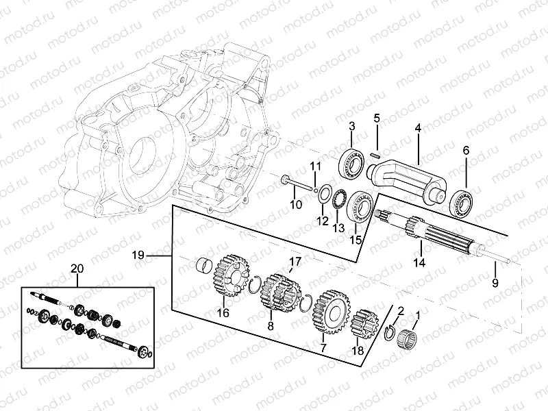 Primary gear shaft