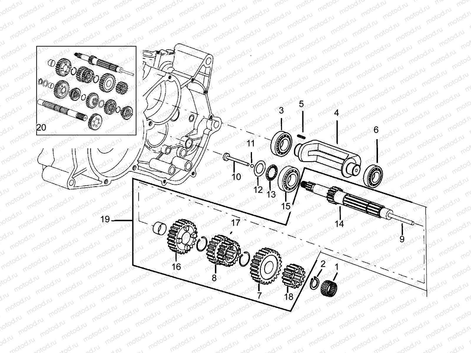 Primary gear shaft