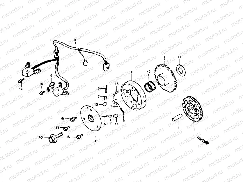 Pulse generator/starting clutch