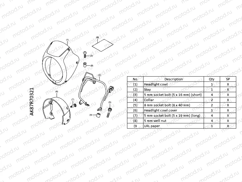 R70-21-31 HEADLIGHT COWL