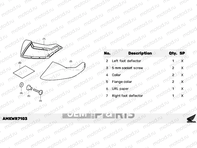 R71-21-03 KIT,FOOT DEFLECTOR