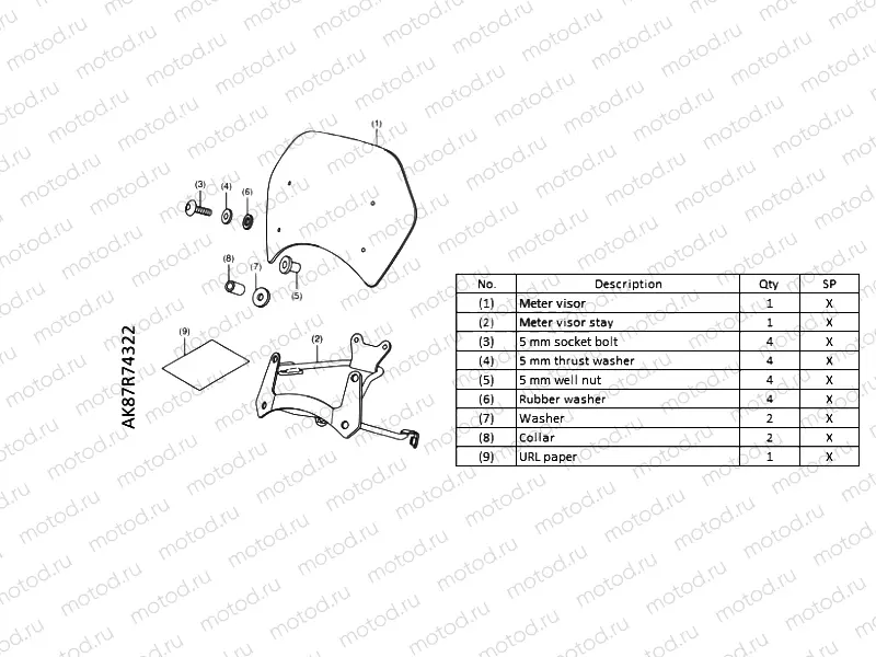 R74-21-32 KIT,METER VISOR