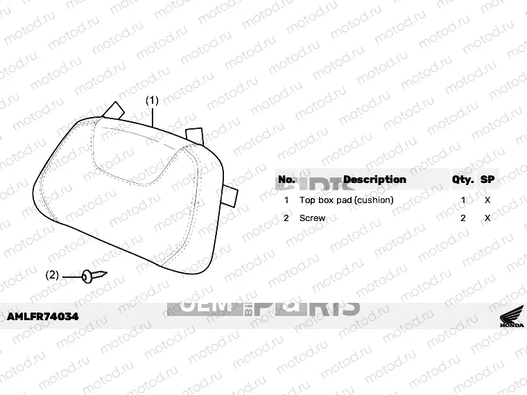 R74-22-04 KIT,TOP BOX PAD (CUSHION) *BLACK RED*