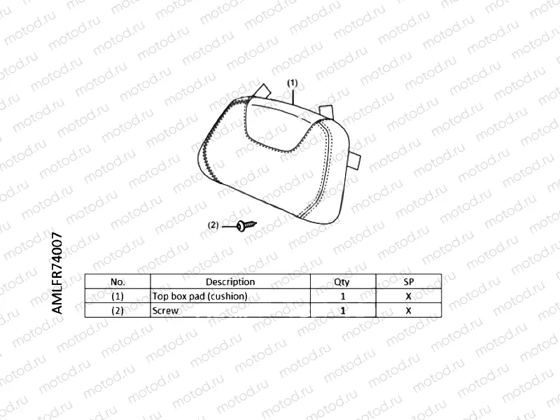 R74-22-07 TOP BOX PAD CUSHION  BLACK RED