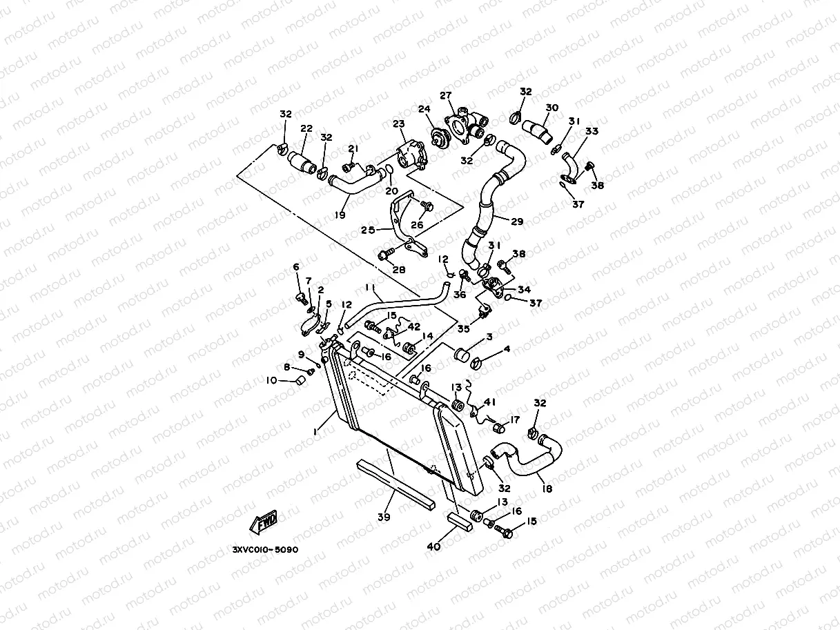 Radiator. Hose 2 (SPR model)