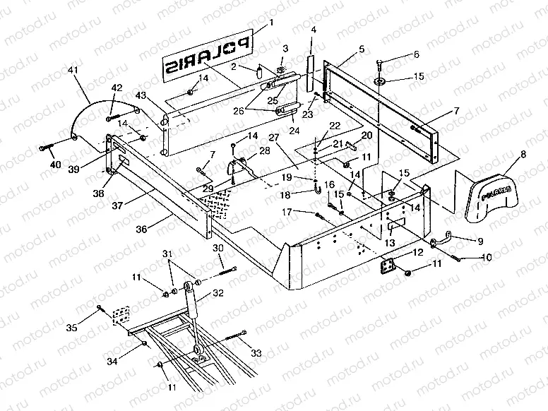 REAR BED MOUNTING 6x6 400L | REAR BED MOUNTING 6x6 400L, SWEDISH S948740 and  NORWEGIAN N948740 (4926812681005A)