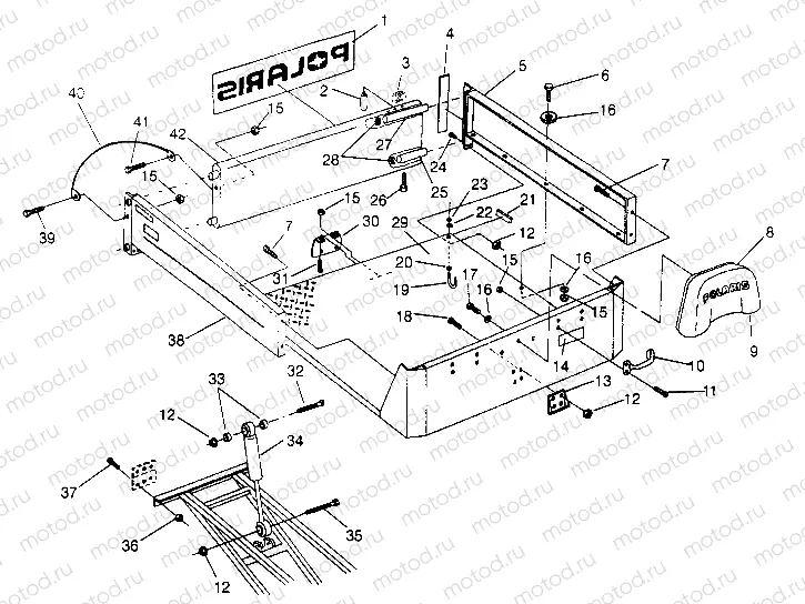 REAR BED MOUNTING 6x6 400L - U.S.  W958740 | REAR BED MOUNTING 6x6 400L - U.S.  W958740, SWEDISH  S958740 and NORWEGIAN (4930273027A008)
