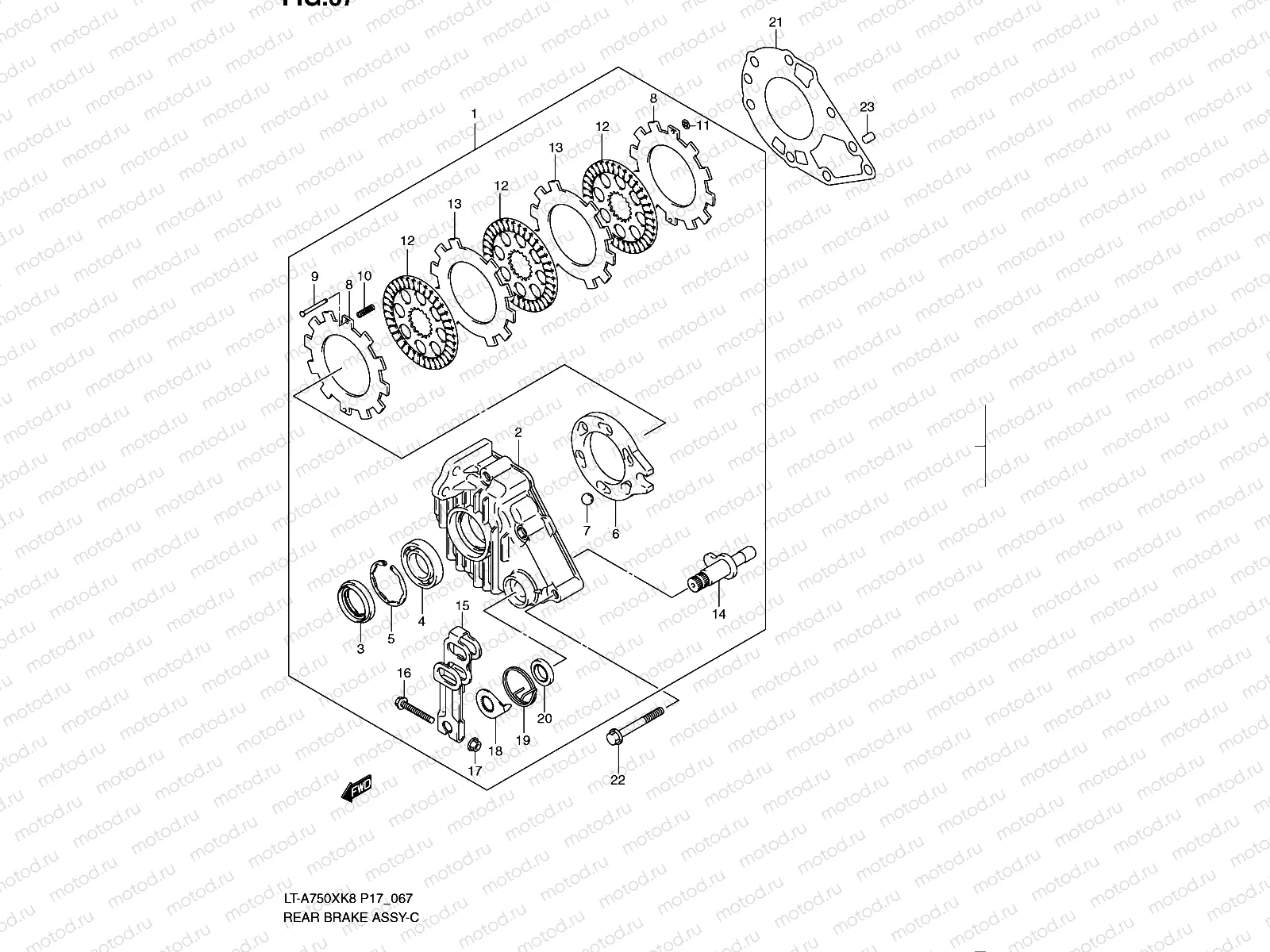 REAR BRAKE ASSY (LT-A750XK8/XZK8/XK9/XZK9)