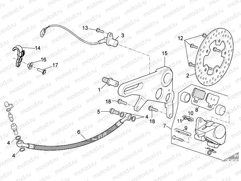 Rear brake caliper