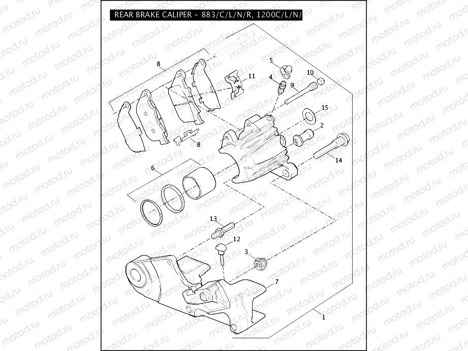 REAR BRAKE CALIPER - 883/C/L/N/R, 1200C/L/N/R