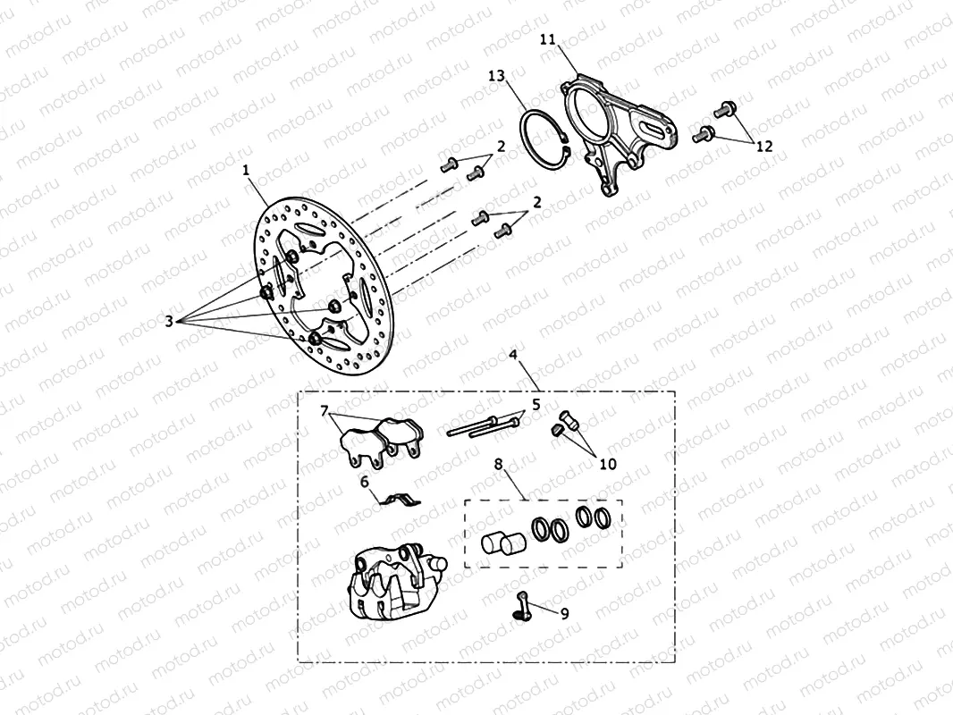 Rear Brake Caliper & Disc
