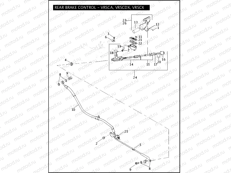 REAR BRAKE CONTROL - VRSCA, VRSCDX, VRSCX