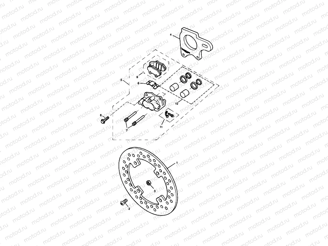Rear Brake Disc and Caliper Single sided swingarm
