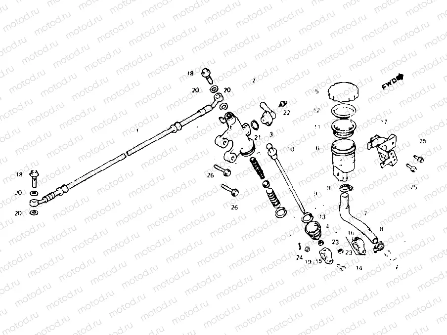 Rear brake master cylinder