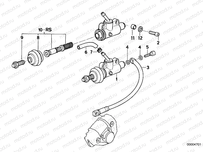 Rear brake master cylinder