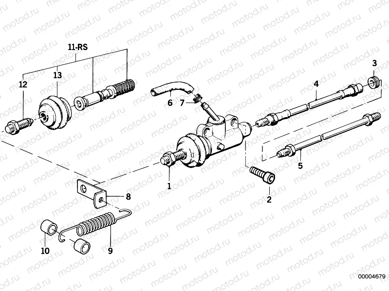 Rear brake master cylinder