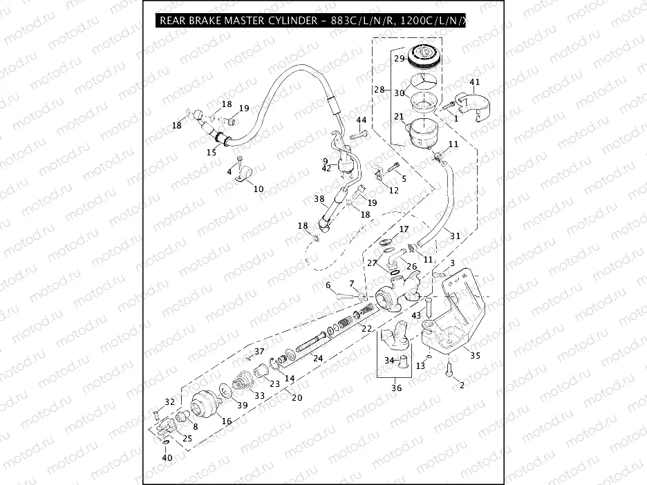 REAR BRAKE MASTER CYLINDER - 883C/L/N/R, 1200C/L/N/X