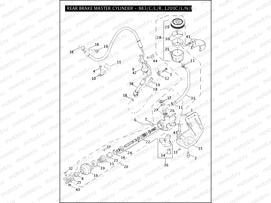REAR BRAKE MASTER CYLINDER - 883/C/L/R, 1200C/L/N/R