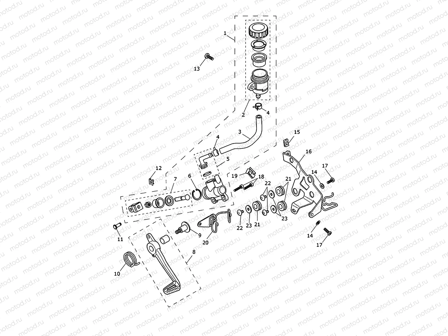 Rear brake master cylinder