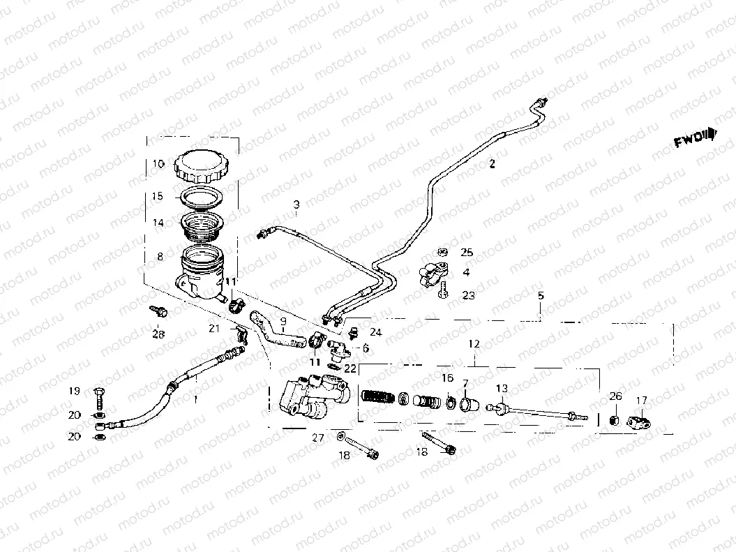 Rear brake master cylinder (GL1200)
