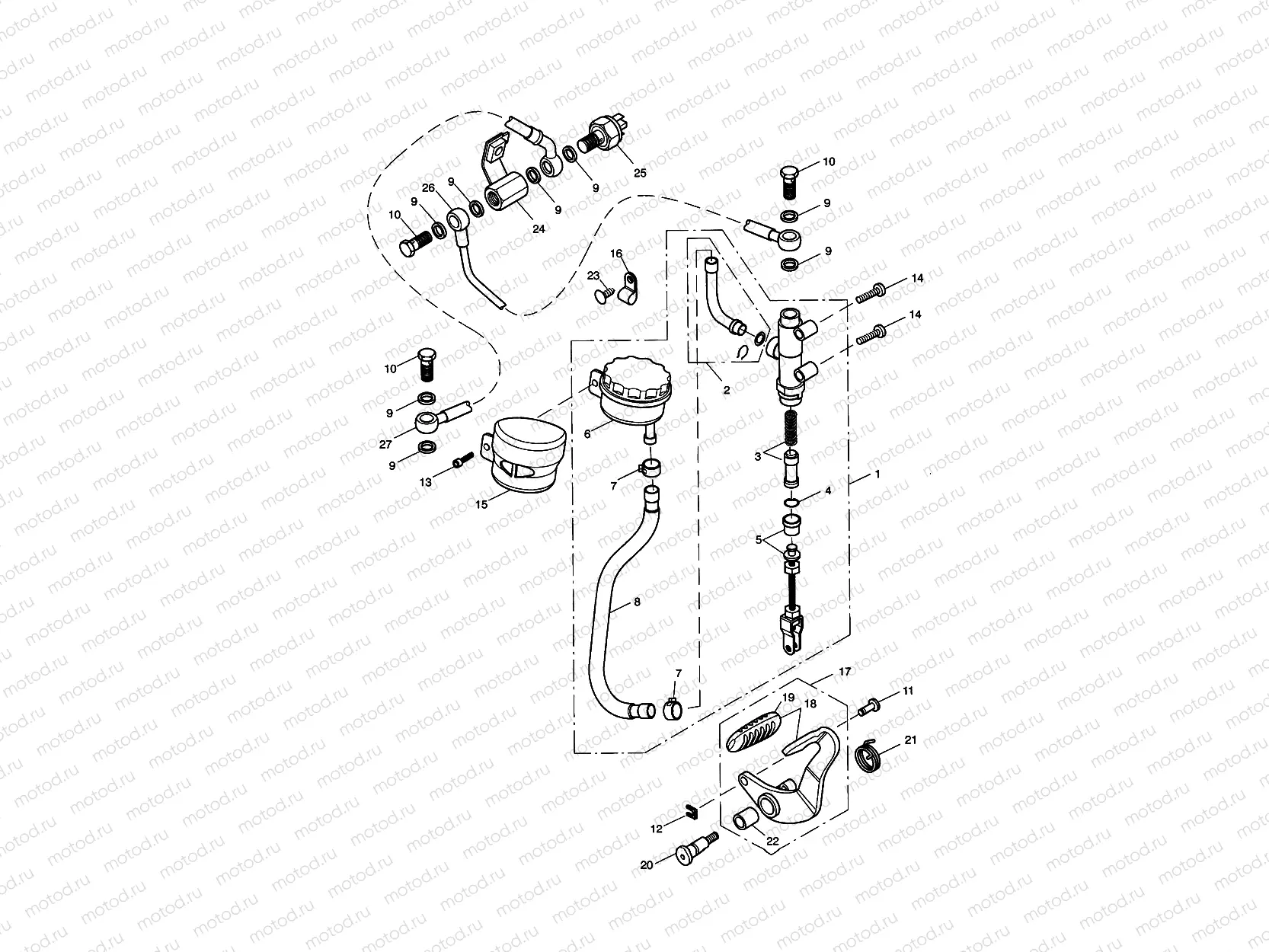 Rear Brake Master Cylinder, Reservoir & Pedal > 468390