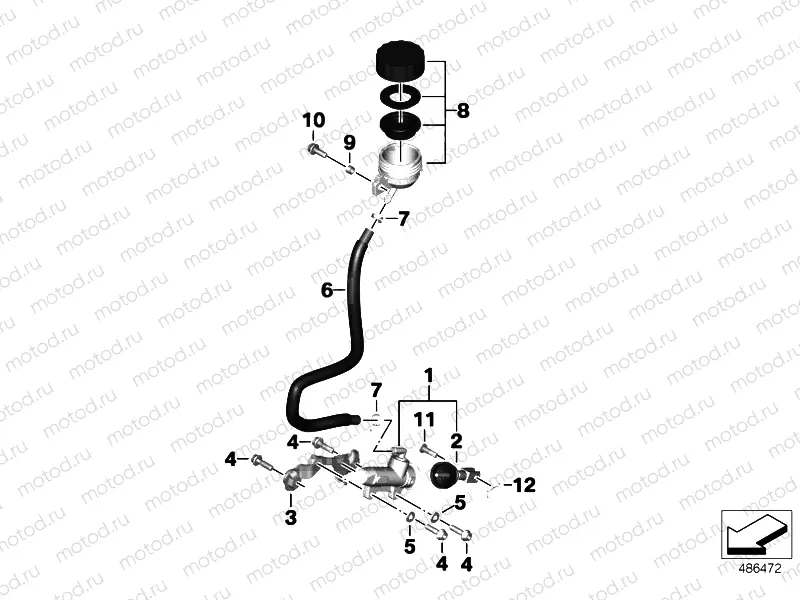 REAR BRAKE MASTER CYLINDER W CONTAINER