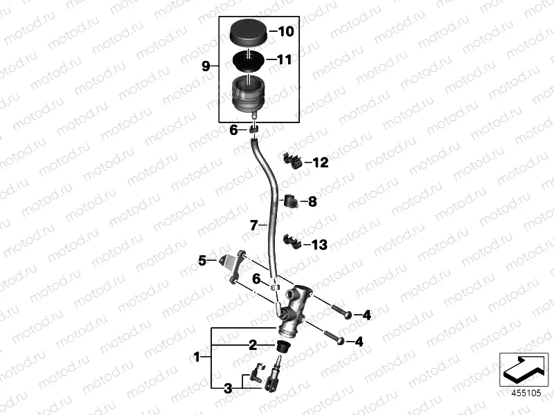 REAR BRAKE MASTER CYLINDER W CONTAINER