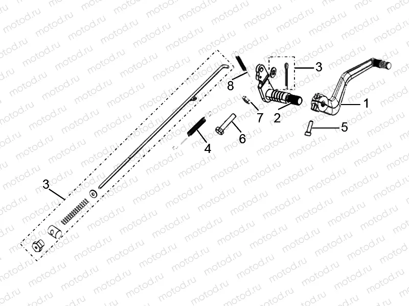 Rear brake pedal assembly