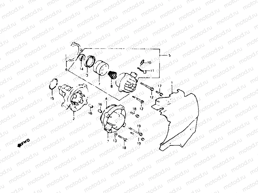 Rear cover/Water pump