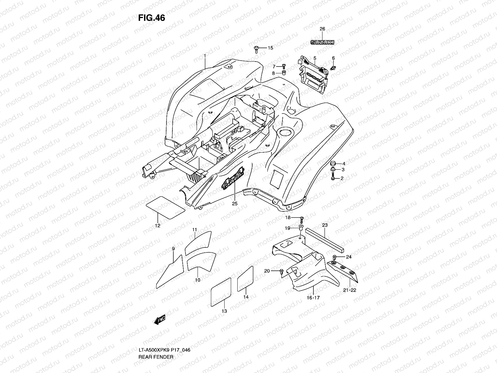 REAR FENDER (LT-A500XPK9/XPZK9 P17)