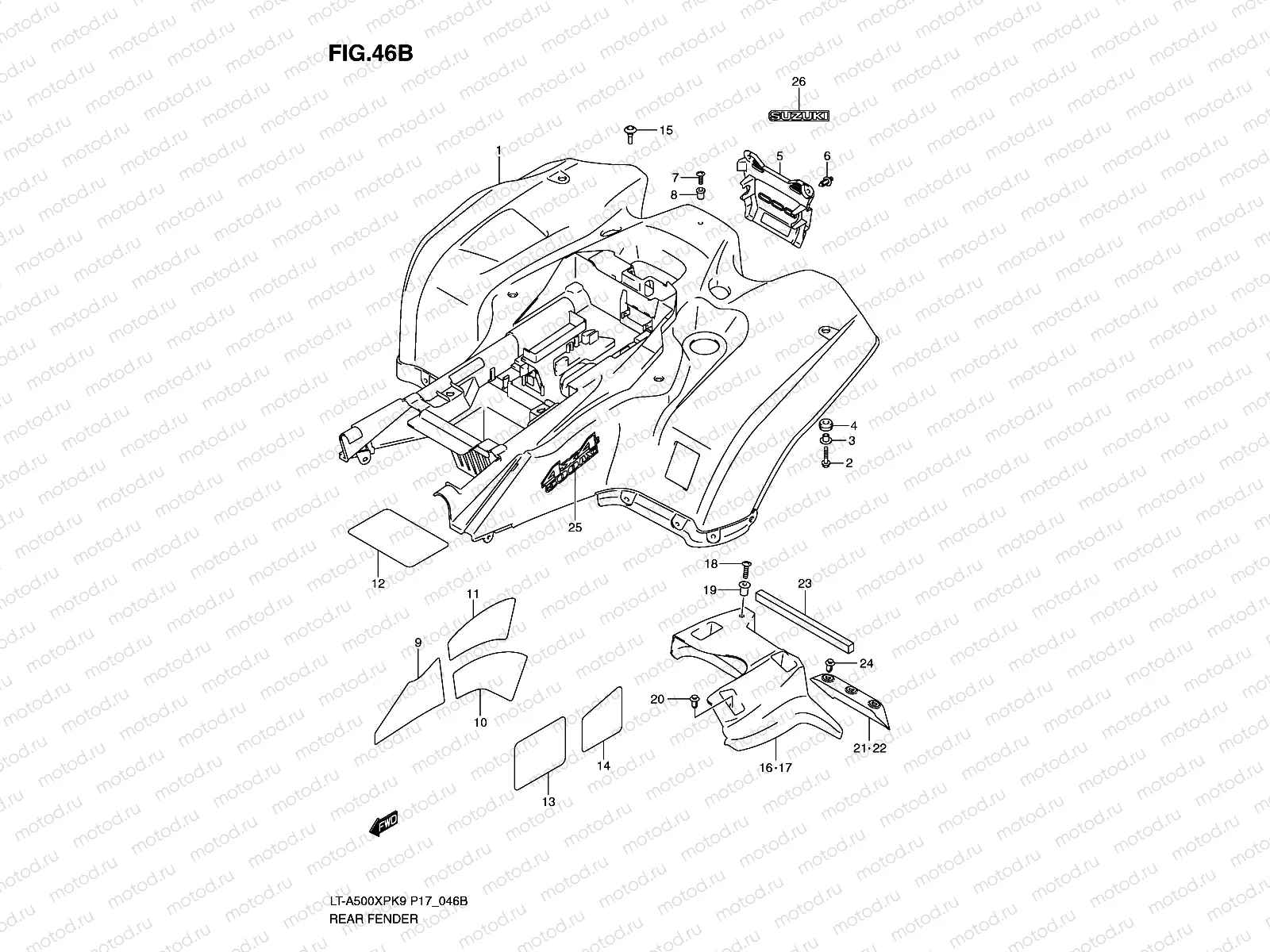 REAR FENDER (LT-A500XPL0 P17)