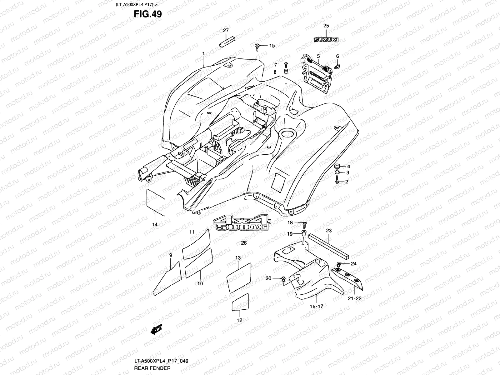 REAR FENDER (LT-A500XPL4 P17)