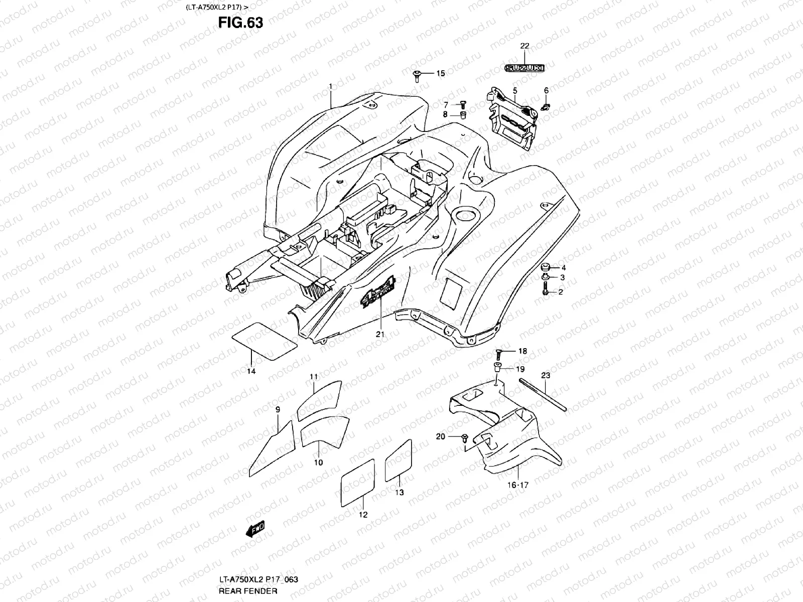 REAR FENDER (LT-A750XL2 P17)