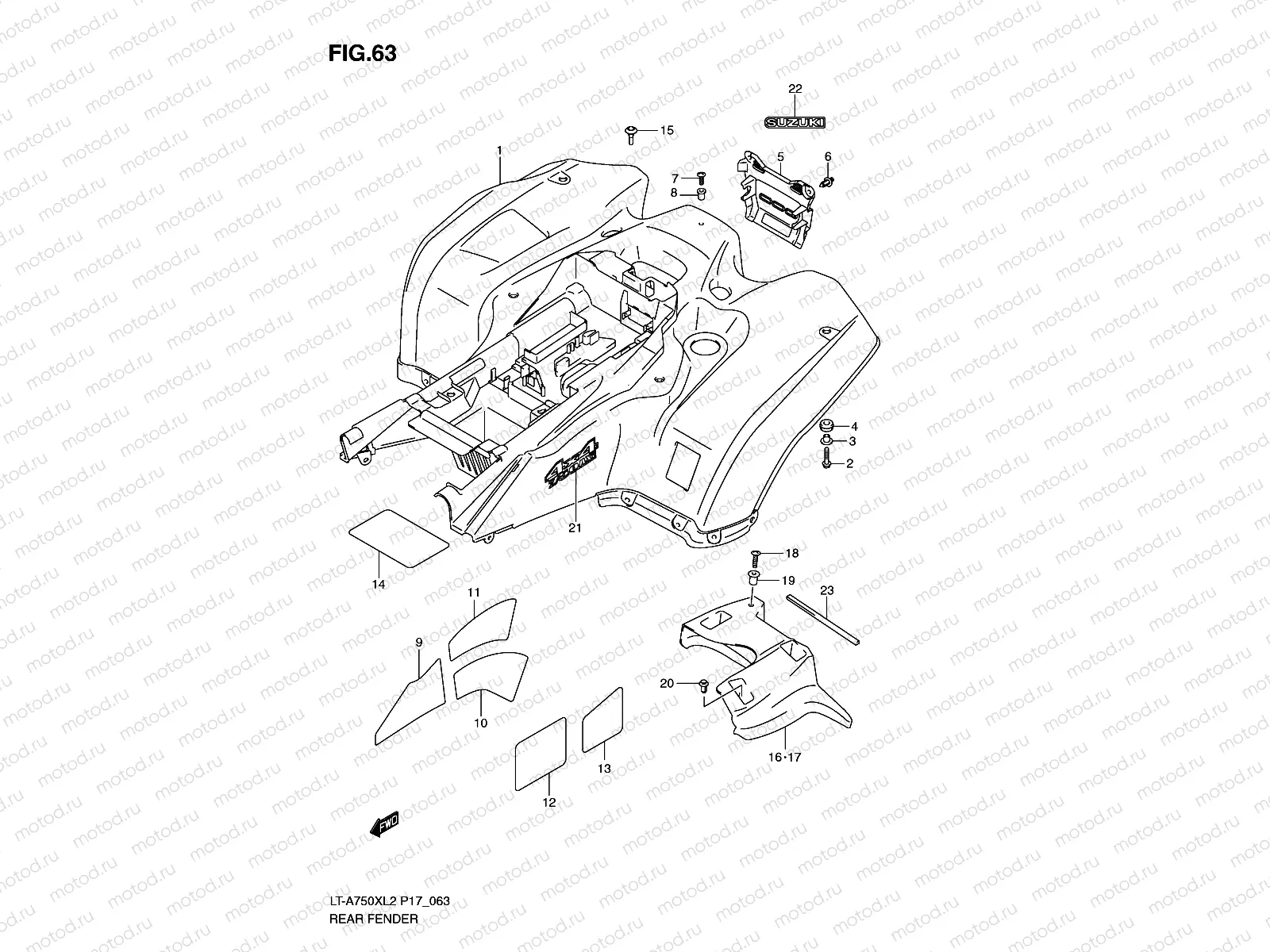 REAR FENDER (LT-A750XL2 P17)
